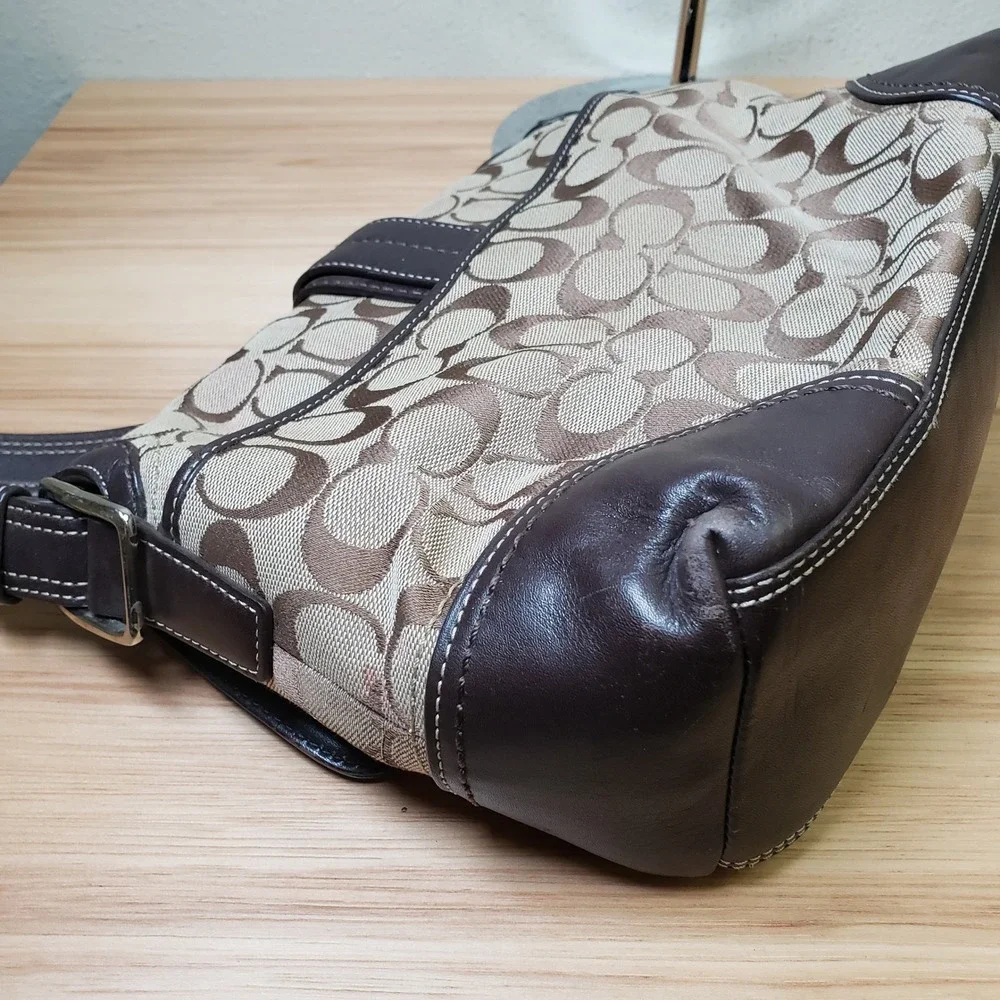 Y2K Coach Soho Bag 4PC Set Brown Signature C Logo Print Buckle‎ Shoulder Purse